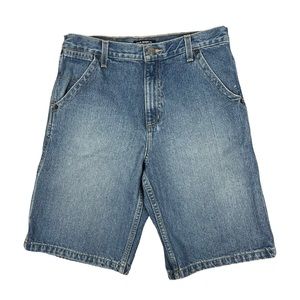 Vtg Y2K Polo Jeans Company Cargo Carpenter Denim Shorts Sz 28 X 9